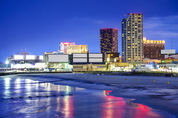 A night view of Atlantic City, New Jersey; a United Claims Specialists service area.