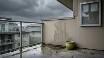 Condo building exterior with unit interior claim documents illustrating unit vs HOA master coverage.