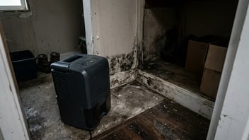 Decayed wood framing with fungal staining — dry rot after hidden moisture in a home.