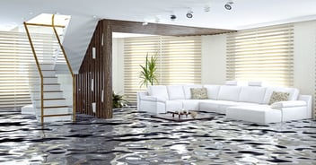 A flooded condo living room