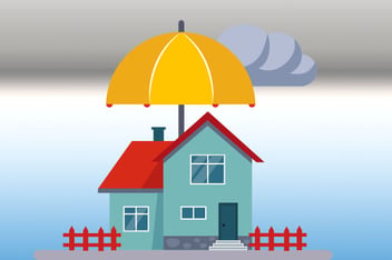 A cartoon of a storm damaged home