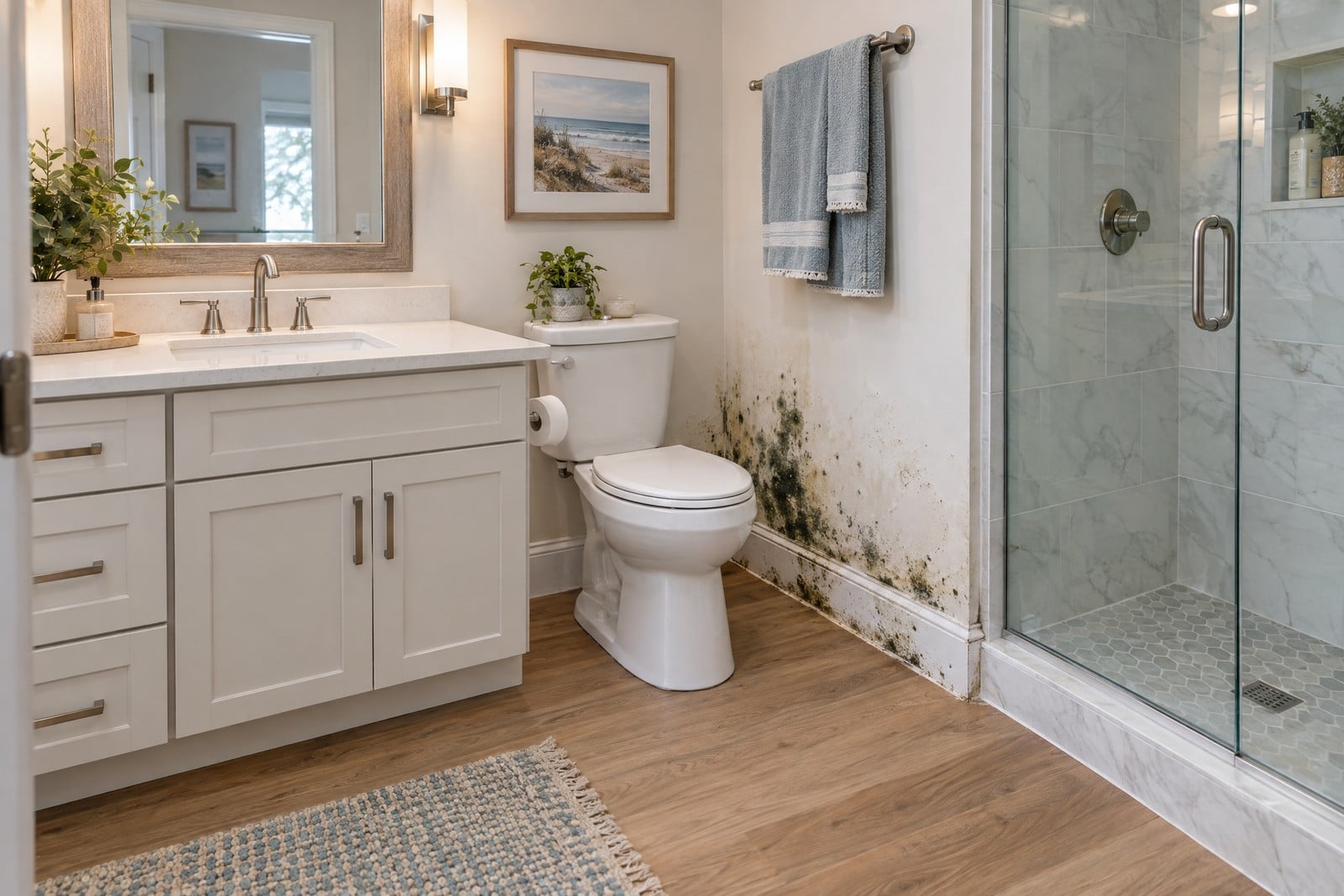 Mold damage in a furnished home