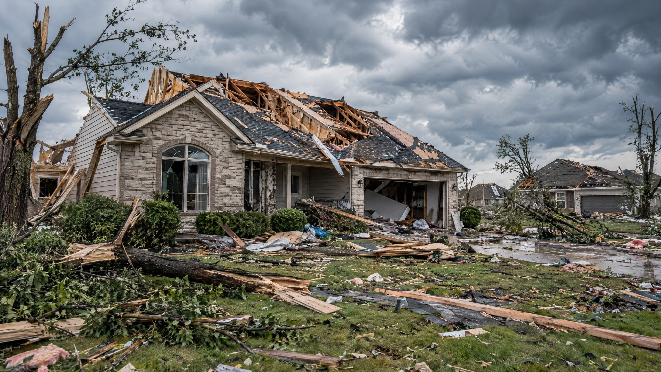 Tornado damage Midwest residential